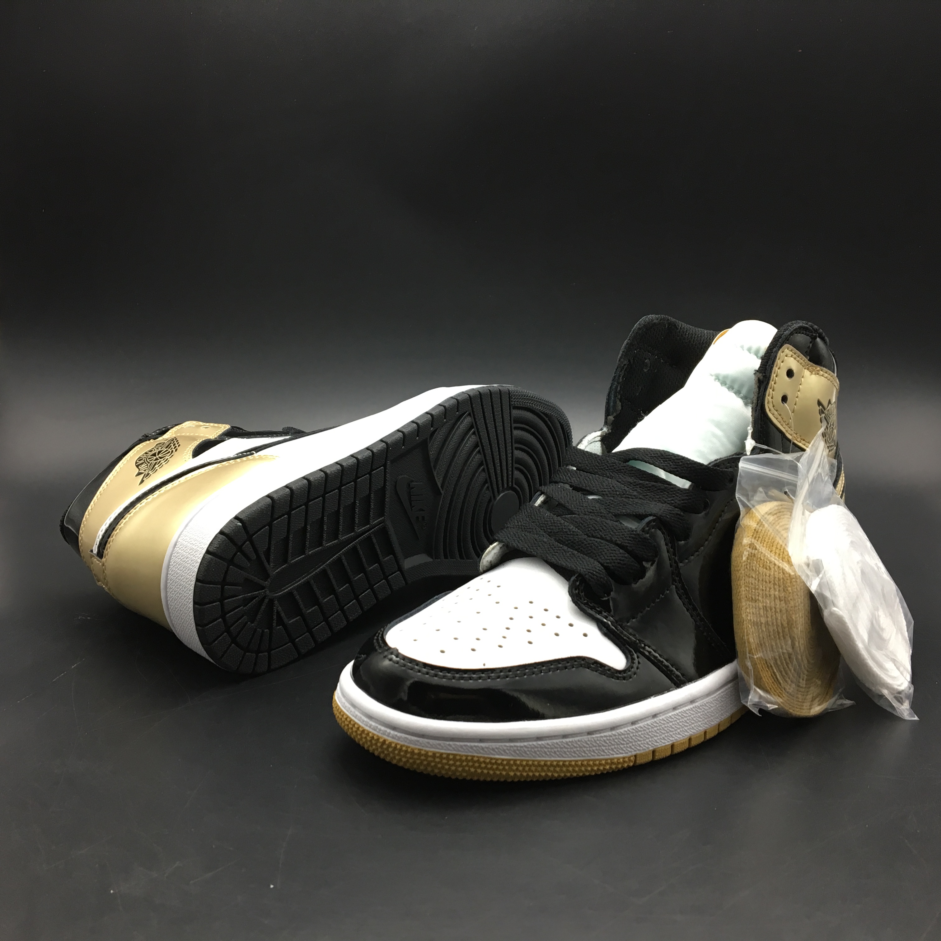 Jordan 1 Retro Madrick Duck White Gold Black Shoes - Click Image to Close