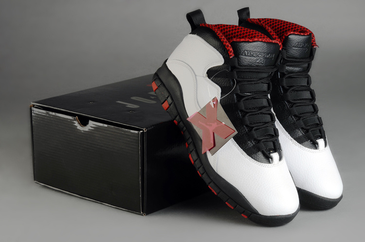 Air Jordan 10 Duplicate White Black Red Shoes