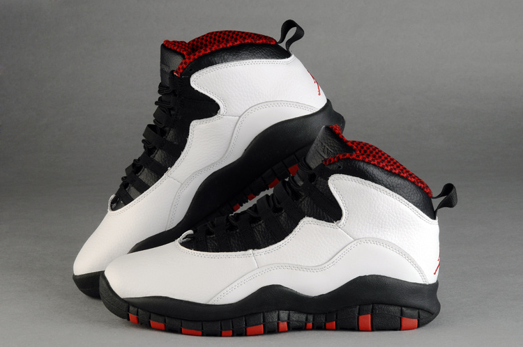 Air Jordan 10 Duplicate White Black Red Shoes - Click Image to Close