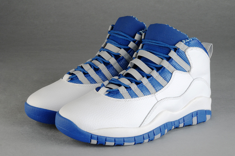 Air Jordan 10 Duplicate White Blue Shoes
