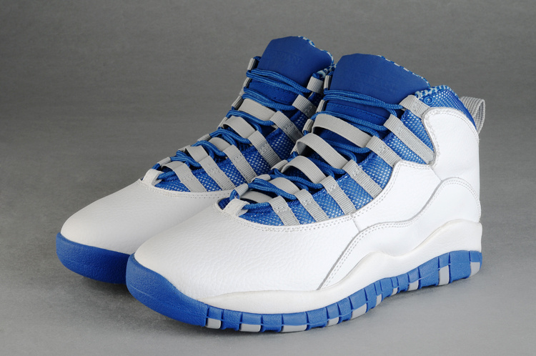 Air Jordan 10 Duplicate White Blue Shoes - Click Image to Close