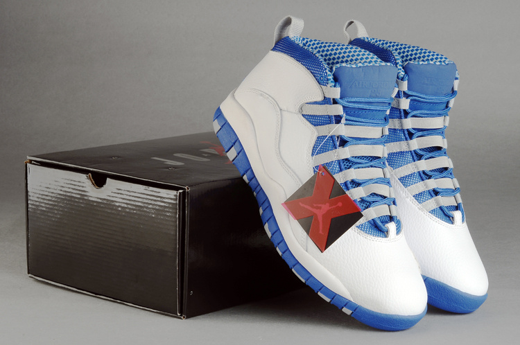 Air Jordan 10 Duplicate White Blue Shoes - Click Image to Close