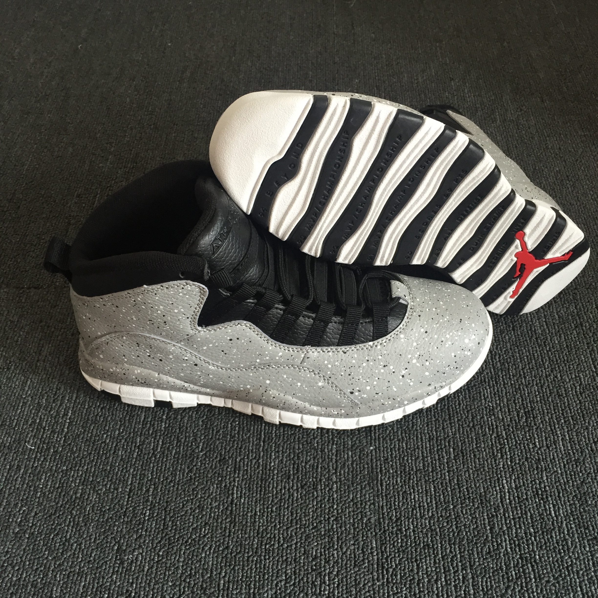 Air Jordan 10 Grey Black Dot Shoes - Click Image to Close