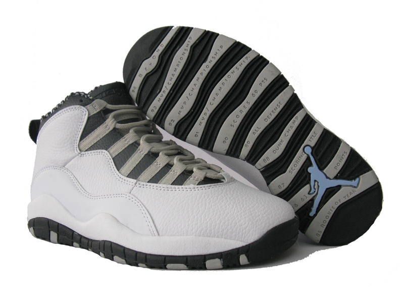 Air Jordan 10 White Grey Black Shoes