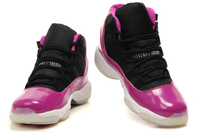 Air Jordan 11 Black Pink White For Women - Click Image to Close