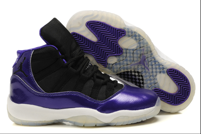 Air Jordan 11 Black Purple White For Women - Click Image to Close