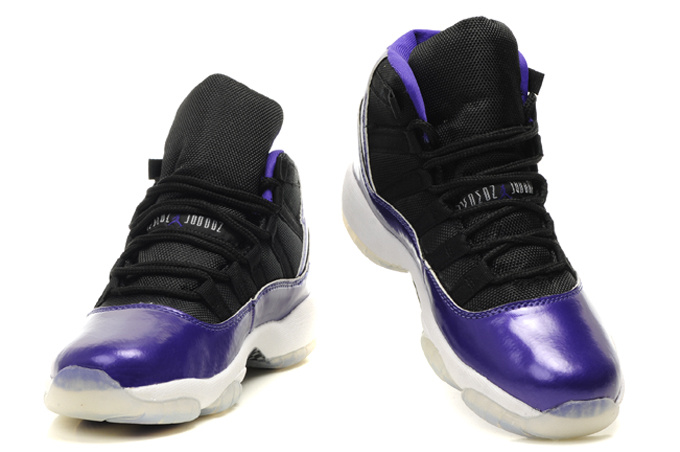 Air Jordan 11 Black Purple White For Women - Click Image to Close