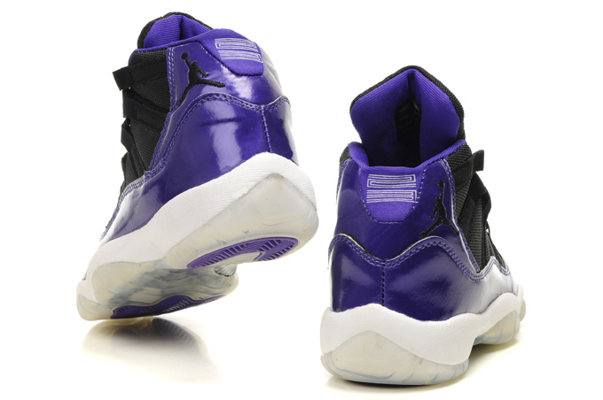 Air Jordan 11 Black Purple White For Women - Click Image to Close