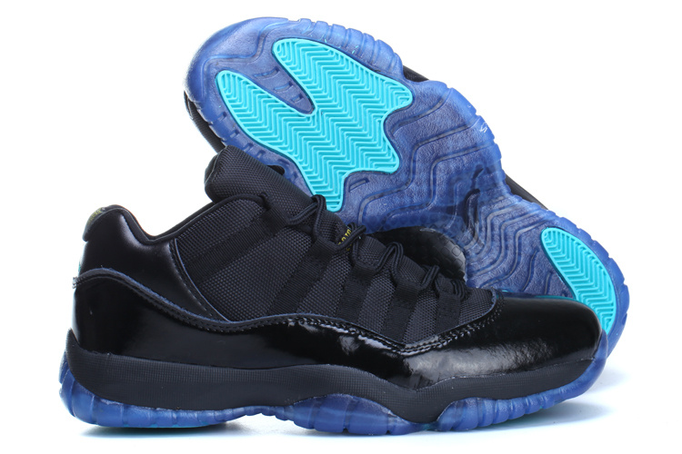 2015 Jordans 11 Low Black Blue - Click Image to Close