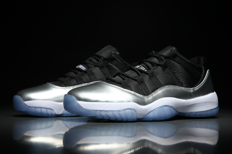 2016 Jordan 11 Low Silver Black Blue Sole Shoes