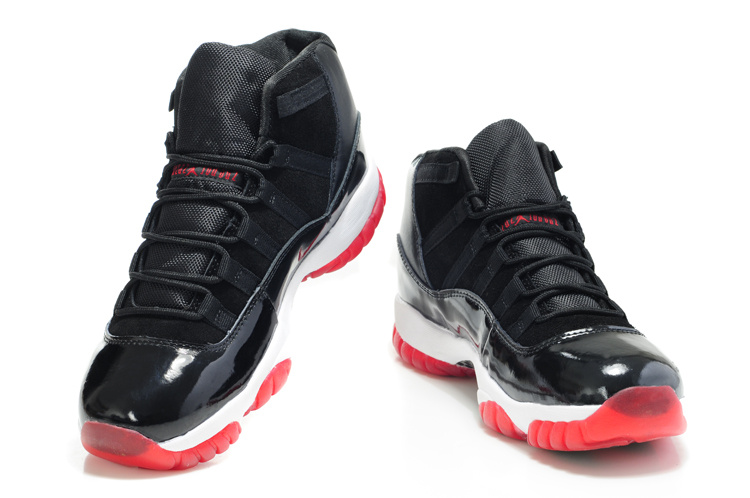 Air Jordan 11 Suede Black White Red Shoes - Click Image to Close