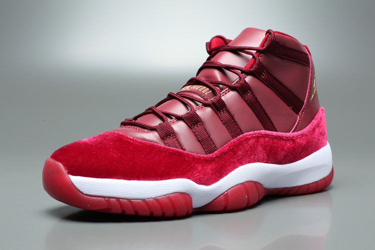 2016 Jordan 11 Velvet Heriess High Wine Red White Shoes