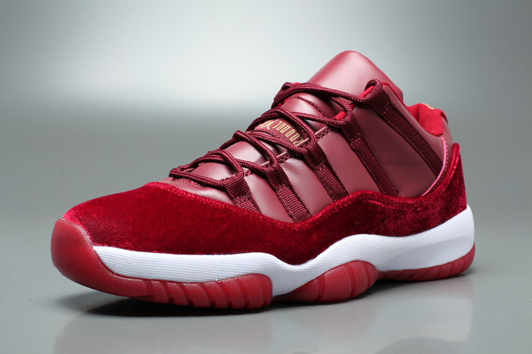 2016 Jordan 11 Velvet Heriess Low Wine Red White Shoes