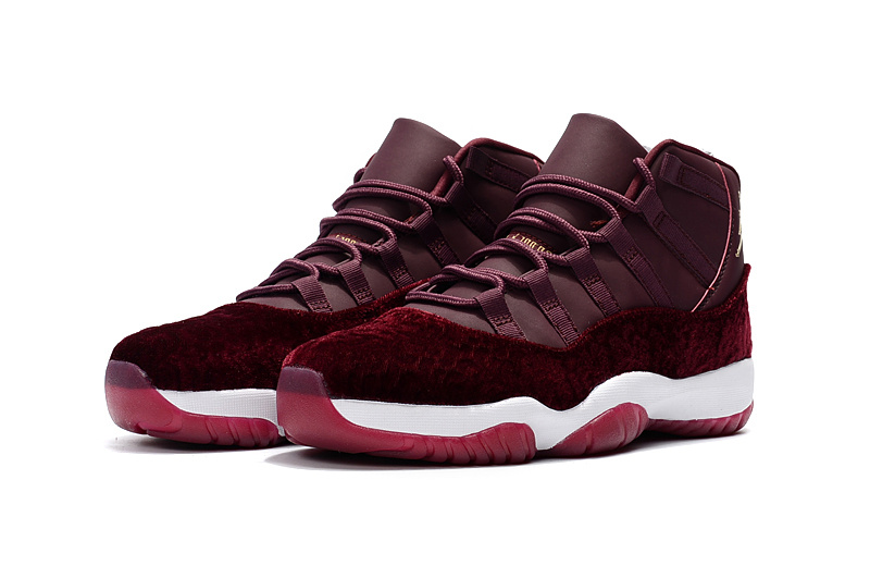 2017 Jordan 11 Velvet Night Maroon Wine Red Gold Shoes