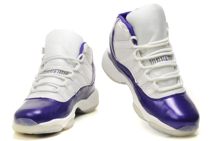 Air Jordan 11 White Purple For Women - Click Image to Close