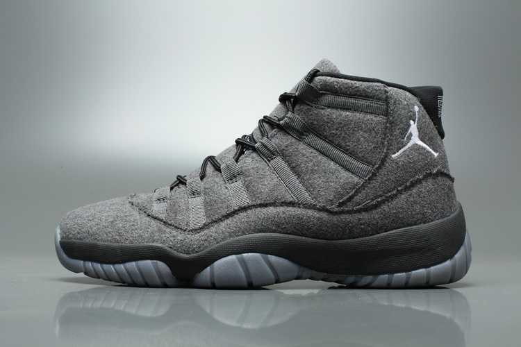 2016 Jordan 11 Wool Grey Black Shoes