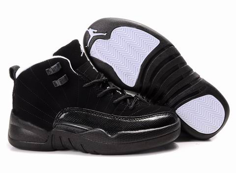 Authentic Air Jordan 12 Black For Kids