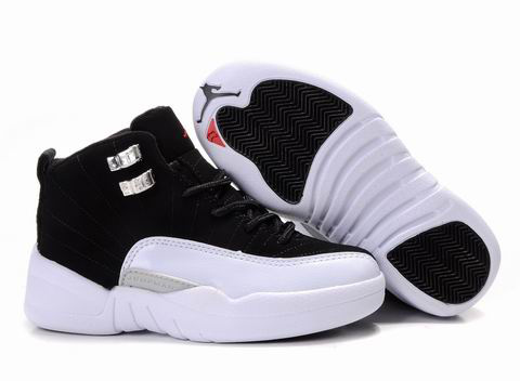 Authentic Air Jordan 12 Black White For Kids