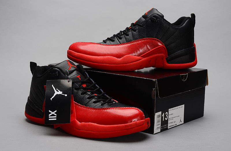 2015 Air Jordan 12 Low 30th Black Red Shoes - Click Image to Close