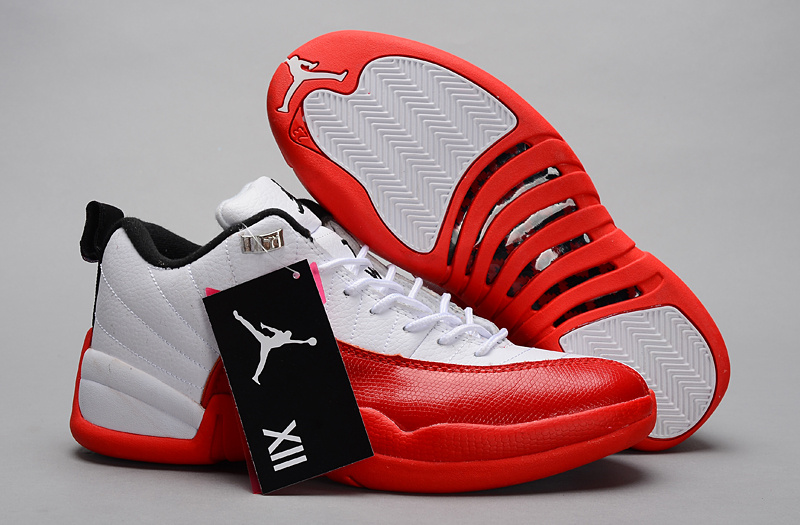 2015 Air Jordan 12 Low 30th White Red Shoes