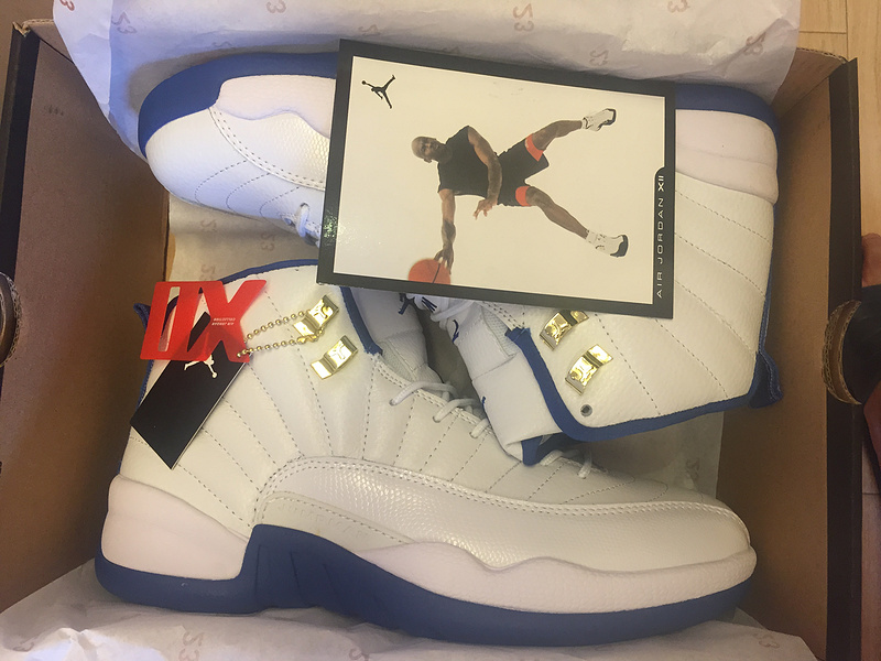 2016 Jordan 12 OG UNC White Blue Shoes - Click Image to Close