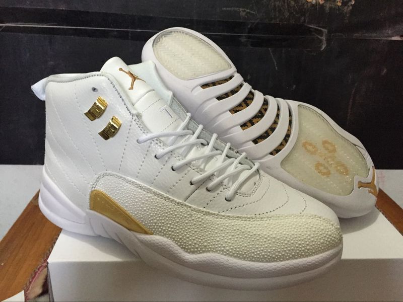 2016 Air Jordan 12 OVO Retro All White Gold Shoes