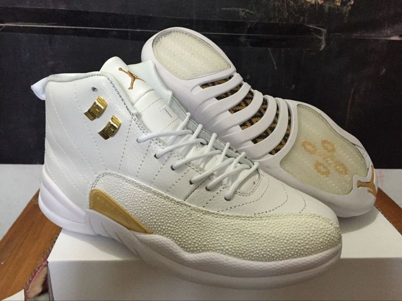 2016 Air Jordan 12 OVO Retro All White Gold Shoes - Click Image to Close