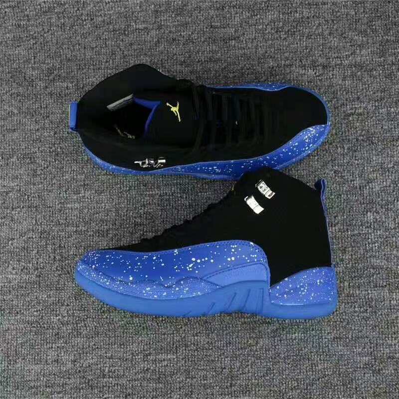 2017 Jordan 12 Retro Summer Black Blue Inked Shoes