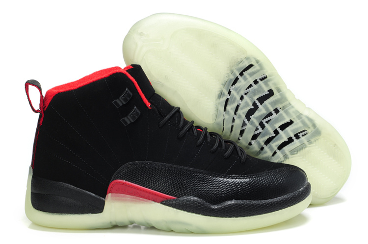 Air Jordan 12 Shine Sole Black Red Shoes - Click Image to Close