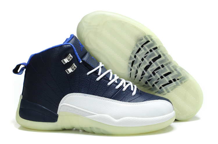 Air Jordan 12 Shine Sole Blue White Shoes - Click Image to Close