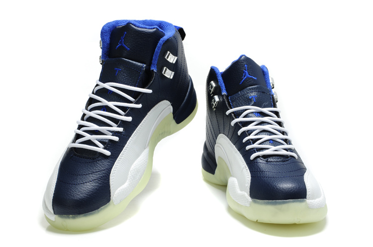 Air Jordan 12 Shine Sole Blue White Shoes - Click Image to Close