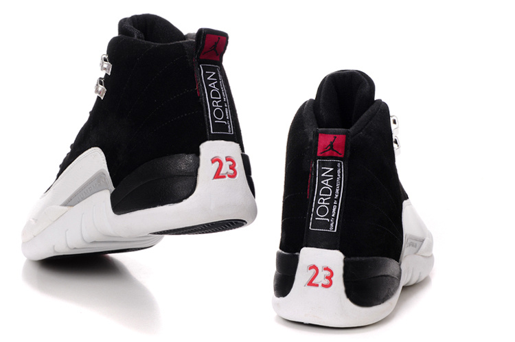 Air Jordan 12 Suede Black White Shoes - Click Image to Close