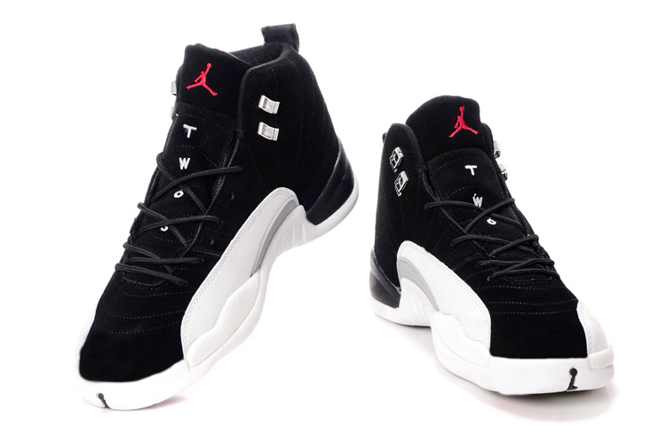 Air Jordan 12 Suede Black White Shoes - Click Image to Close