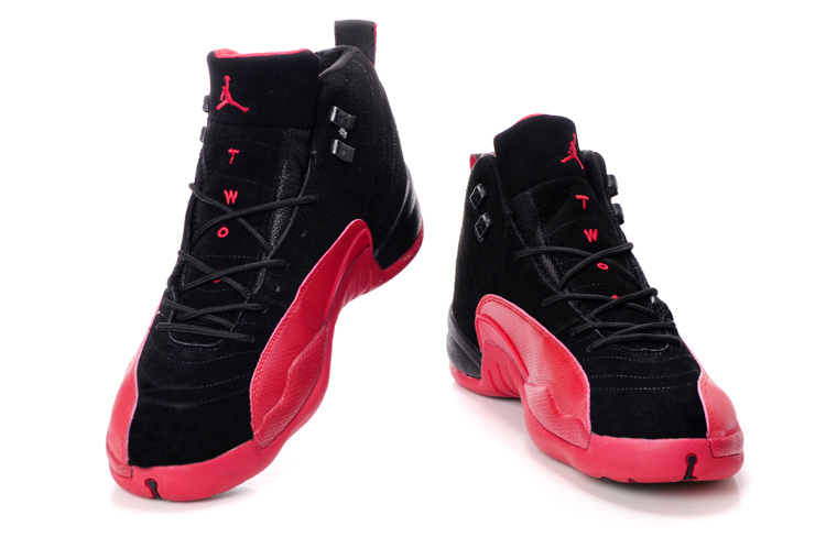 Air Jordan 12 Suede Black Wine Red Shoes