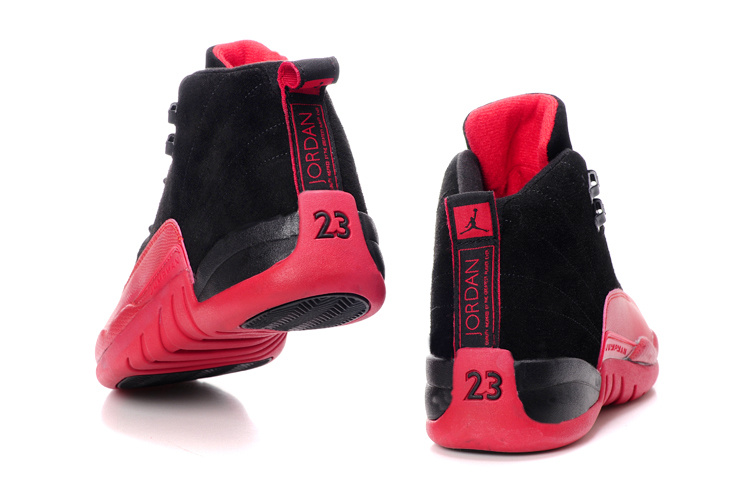 Air Jordan 12 Suede Black Wine Red Shoes - Click Image to Close