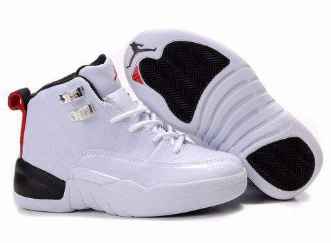 Authentic Air Jordan 12 White Black For Kids