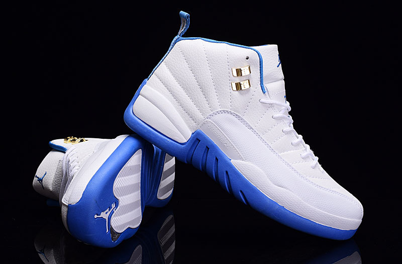 2016 Jordan 12 White Blue Shoes