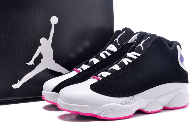 2015 Women Jordans 13 GS Black Hyper Pink Shoes