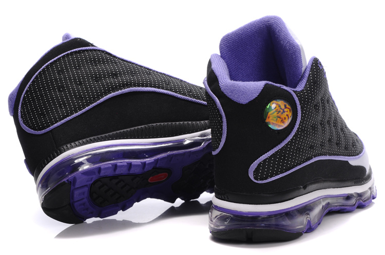 Air Jordan 13 Max Black Grey Purple For Women - Click Image to Close