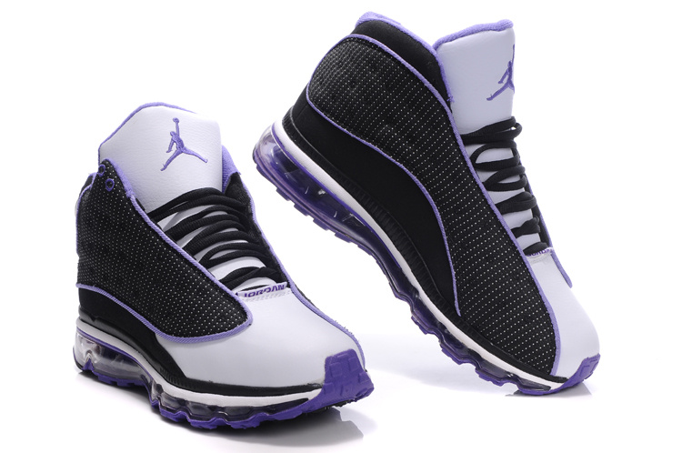 Air Jordan 13 Max Black Grey Purple For Women - Click Image to Close