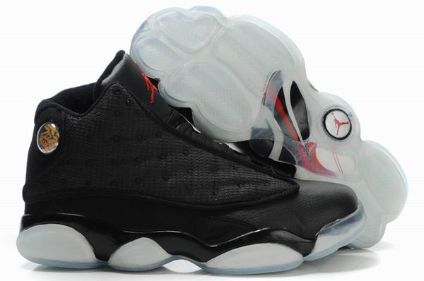 Air Jordan 13 Net Vamp Transparent Sole Black White Shoes - Click Image to Close