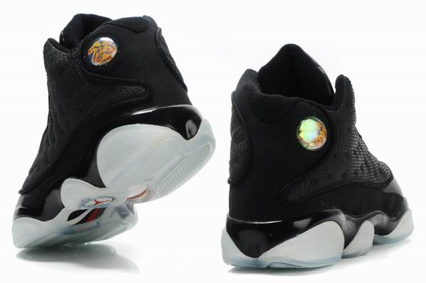 Air Jordan 13 Net Vamp Transparent Sole Black White Shoes - Click Image to Close