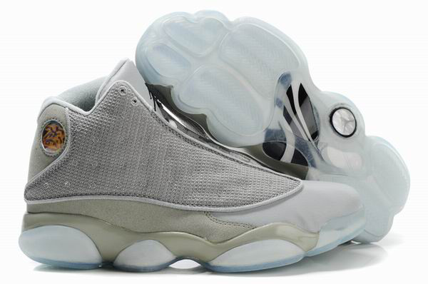 Air Jordan 13 Net Vamp Transparent Sole White Grey Shoes - Click Image to Close