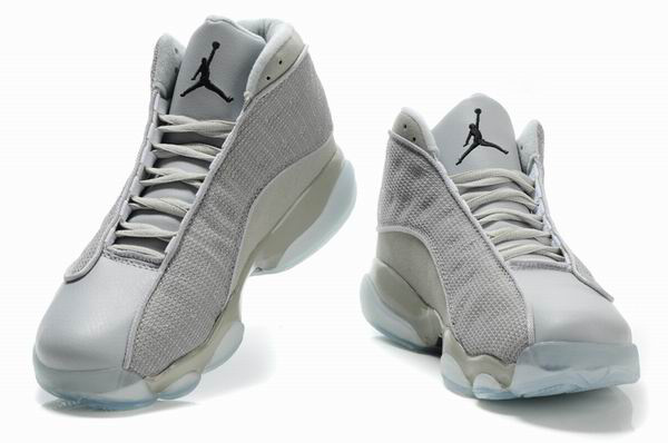 Air Jordan 13 Net Vamp Transparent Sole White Grey Shoes - Click Image to Close