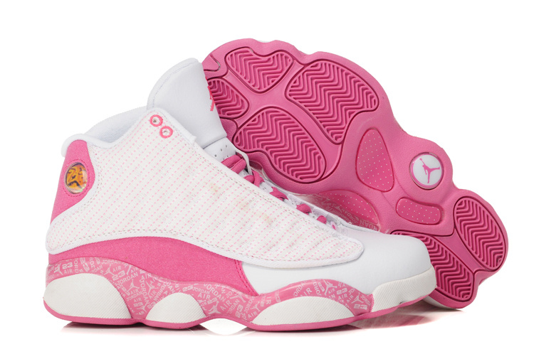 Air Jordan 13 Print White Pink For Women - Click Image to Close