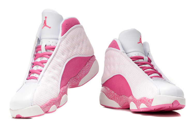 Air Jordan 13 Print White Pink For Women - Click Image to Close