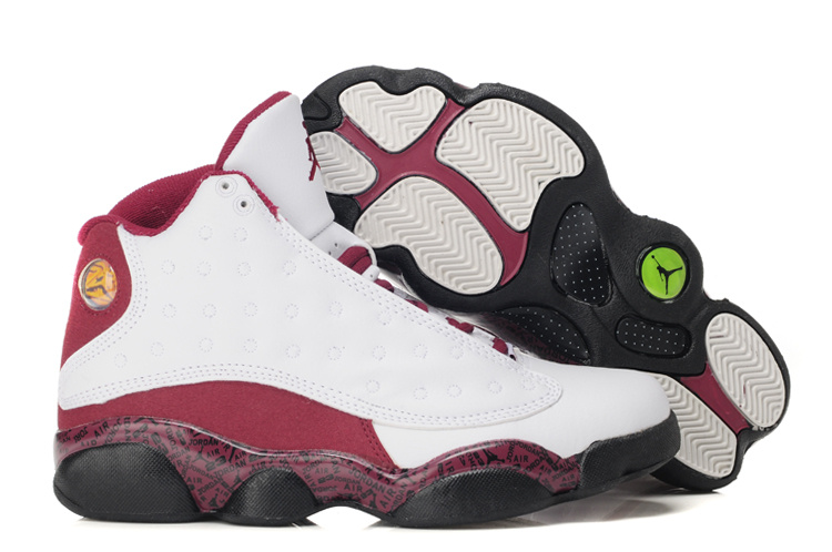 Air Jordan 13 Print White Red Black For Women - Click Image to Close