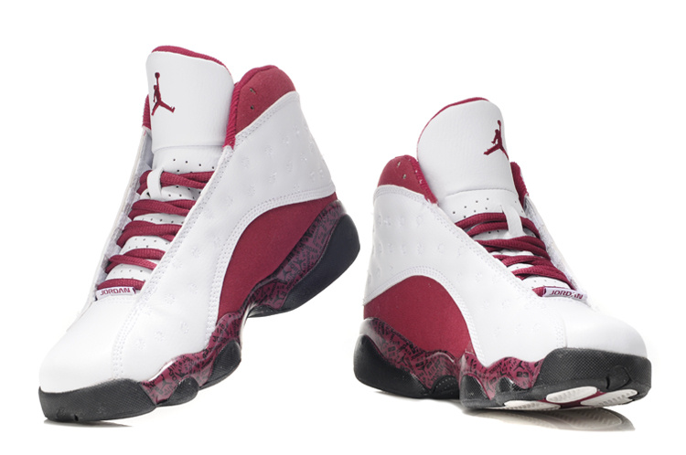 Air Jordan 13 Print White Red Black For Women - Click Image to Close