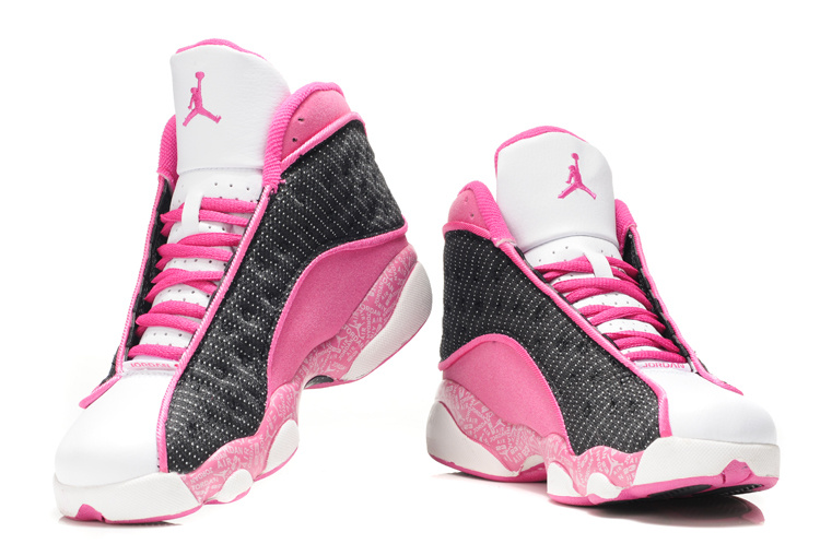 Air Jordan 13 Print White White Black Pink For Women