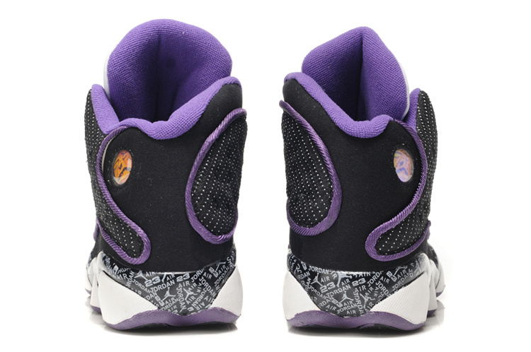 Air Jordan 13 Print White White Black Purple For Women - Click Image to Close